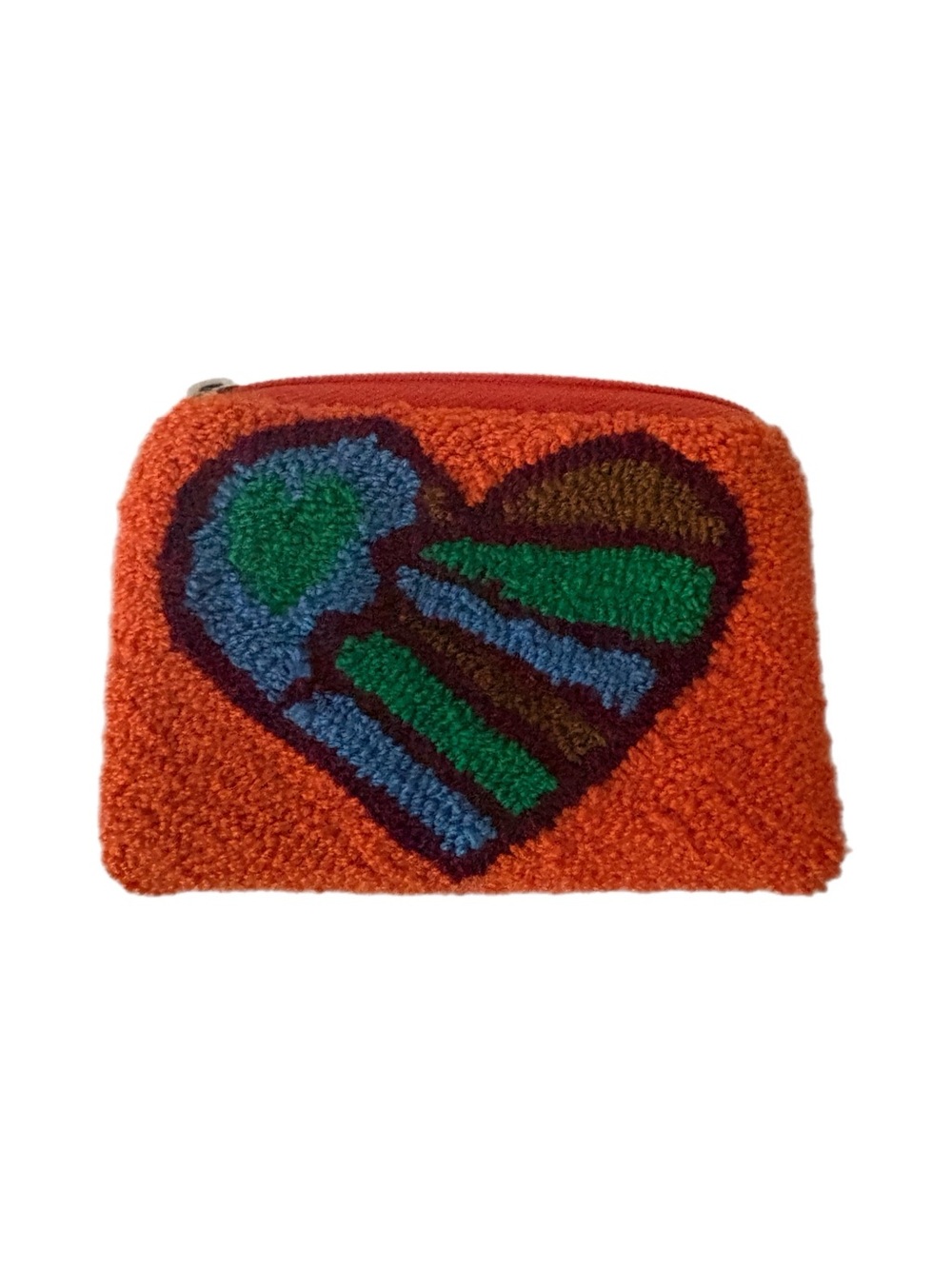 Women’s Orange Heart Zip Pouch - Colorful Sherpa Coin Purse